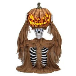 Haunted Living 4-ft Pop Up Pumpkin with Skeleton Motion Activated Lighted Animatronic