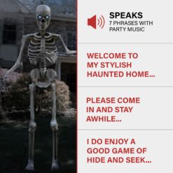 Haunted Hill Farm 8-ft Freestanding Motion Activated Talking Lighted Bones McNeely Skeleton Animatronic