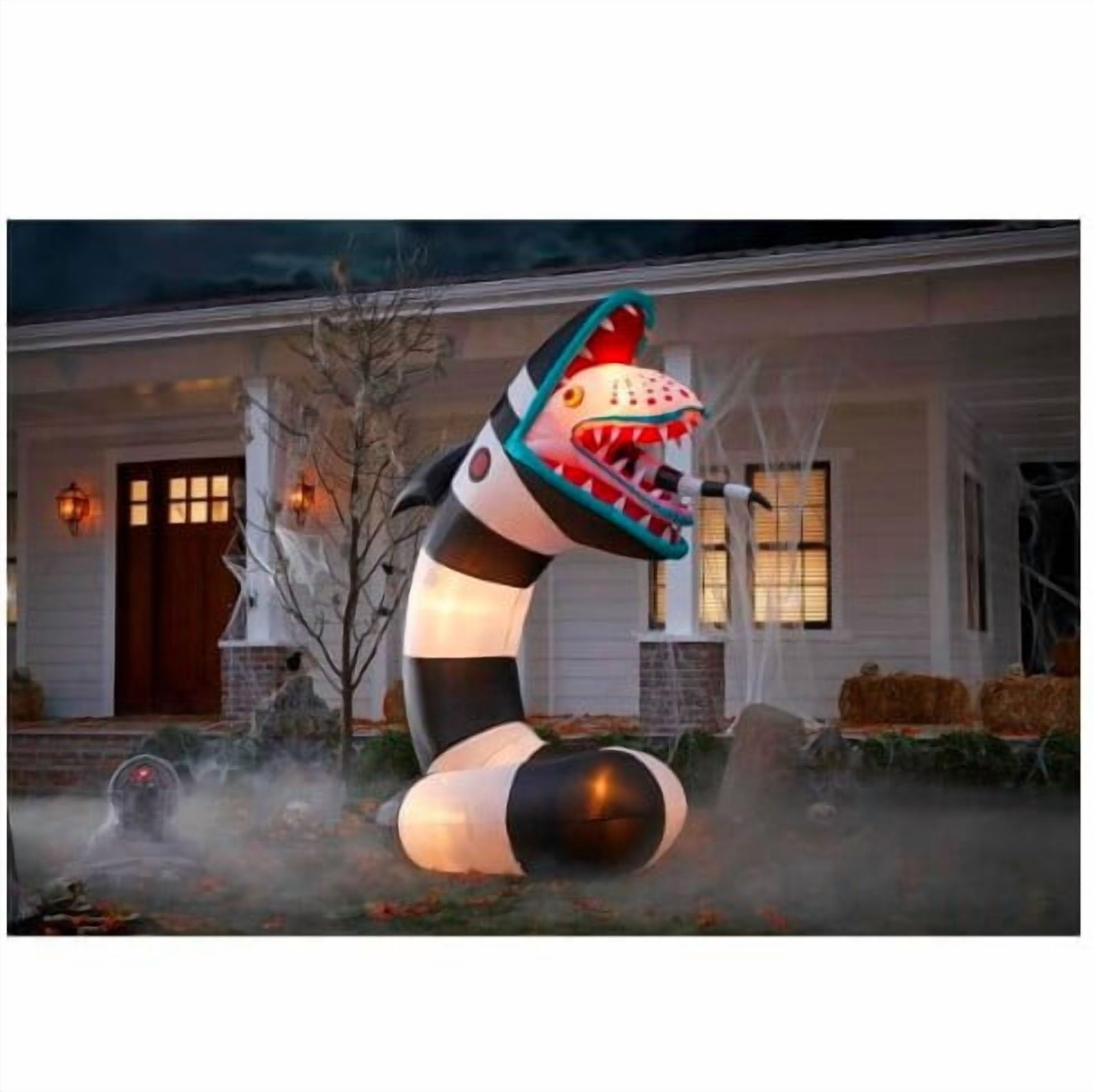 Gemmy Animated Airblown Inflatable Beetlejuice Sandworm w/LEDs Giant WB , 9.5 ft Tall, Multicolored