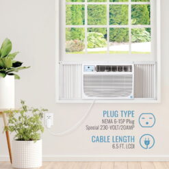 Keystone 18,000 BTU 230V 1000 Sq. ft Window Air Conditioner with Remote, White, KSTAW18C