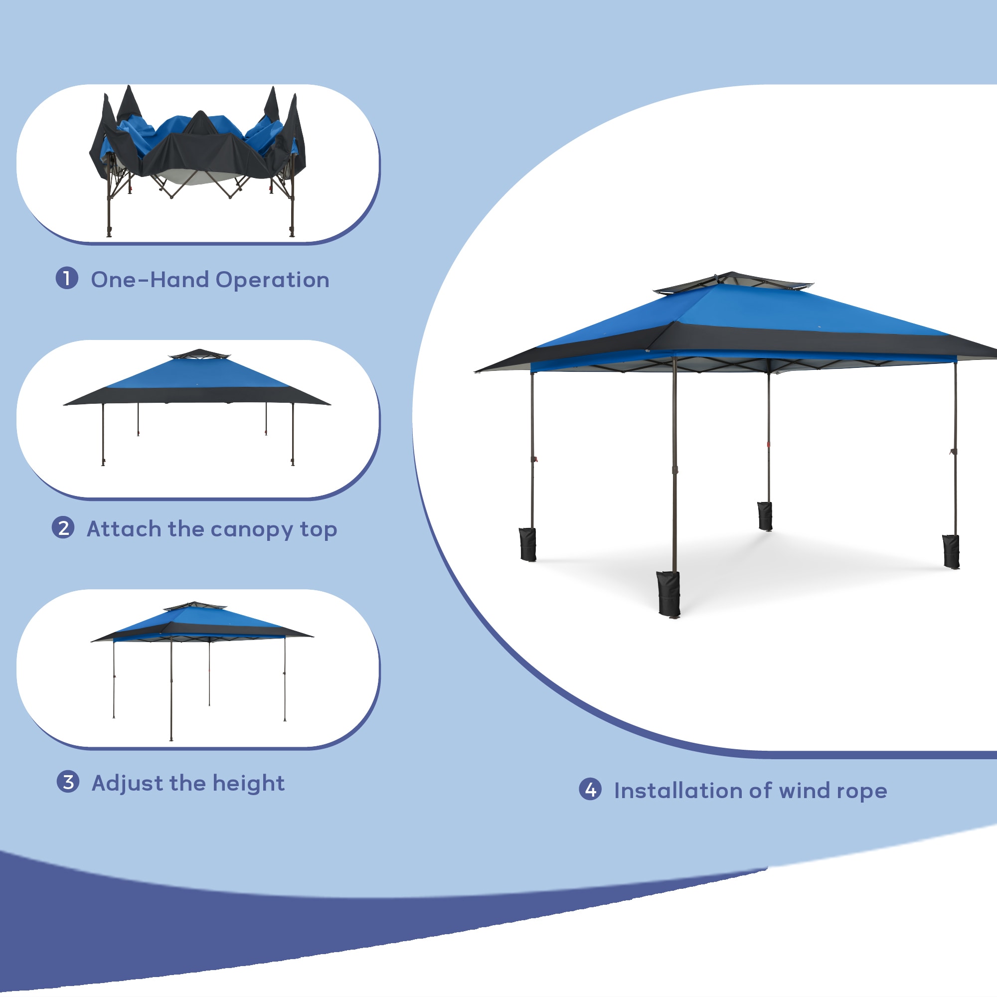 Sunshine Valley 13-ft x 13-ft Square Blue Pop-up canopy