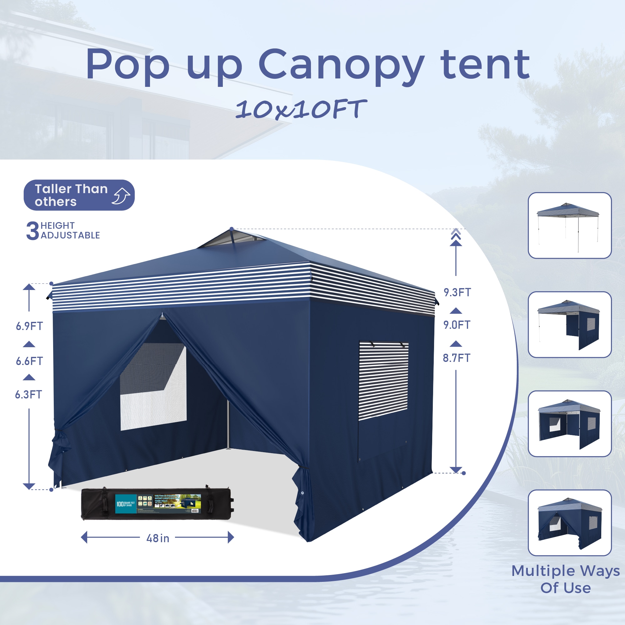 Sunshine Valley 10-ft x 10-ft Square Drak Blue Pop-up canopy