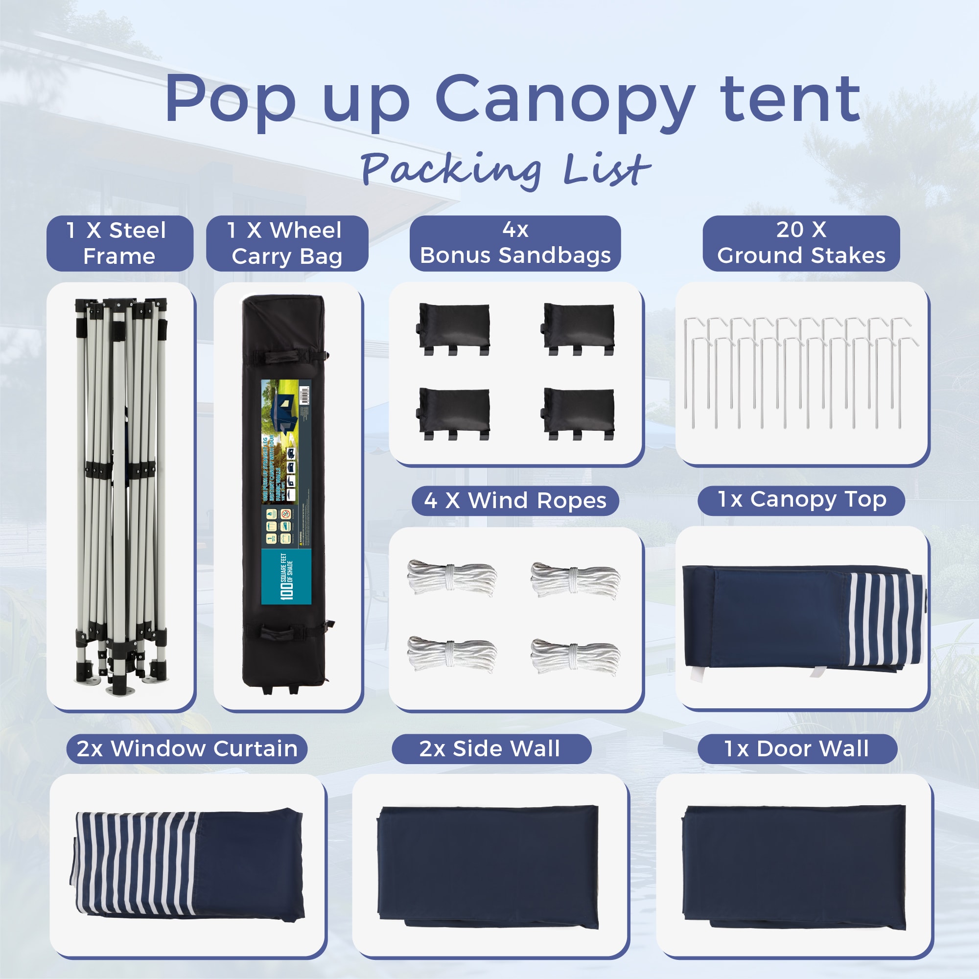 Sunshine Valley 10-ft x 10-ft Square Drak Blue Pop-up canopy