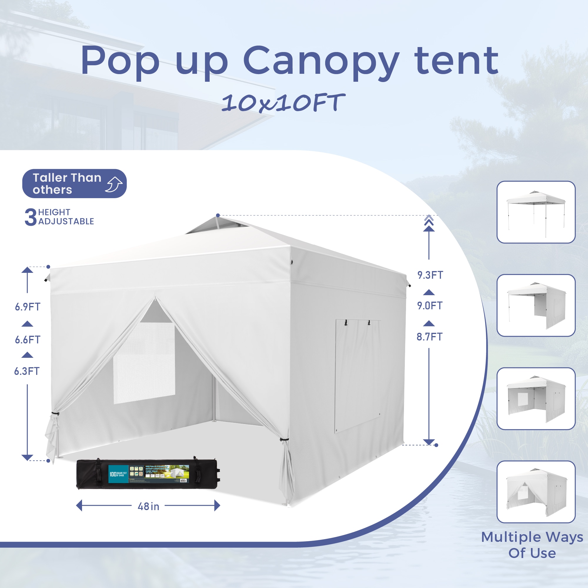 Sunshine Valley 10-ft x 10-ft Square White Pop-up canopy