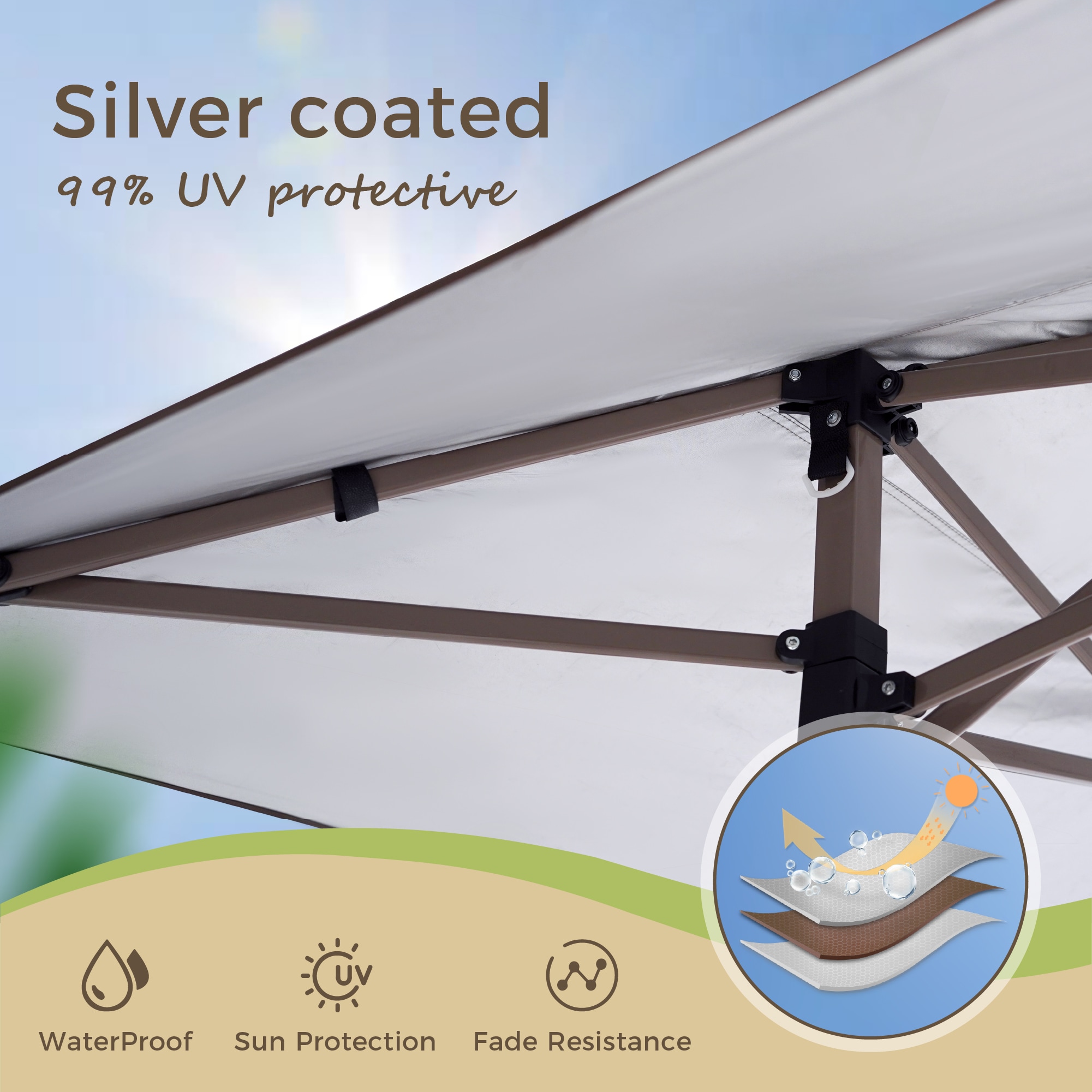 Sunshine Valley 13-ft x 13-ft Square Brown Pop-up canopy