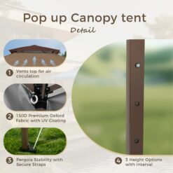 Sunshine Valley 13-ft x 13-ft Square Brown Pop-up canopy