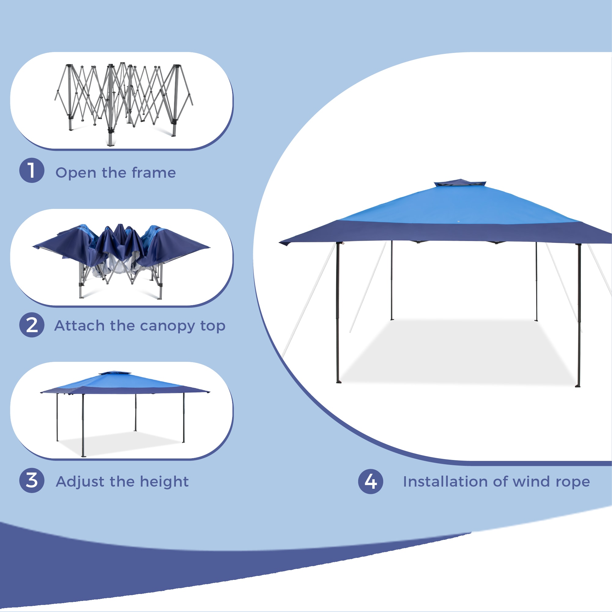 Sunshine Valley 13-ft x 13-ft Square Blue Pop-up canopy