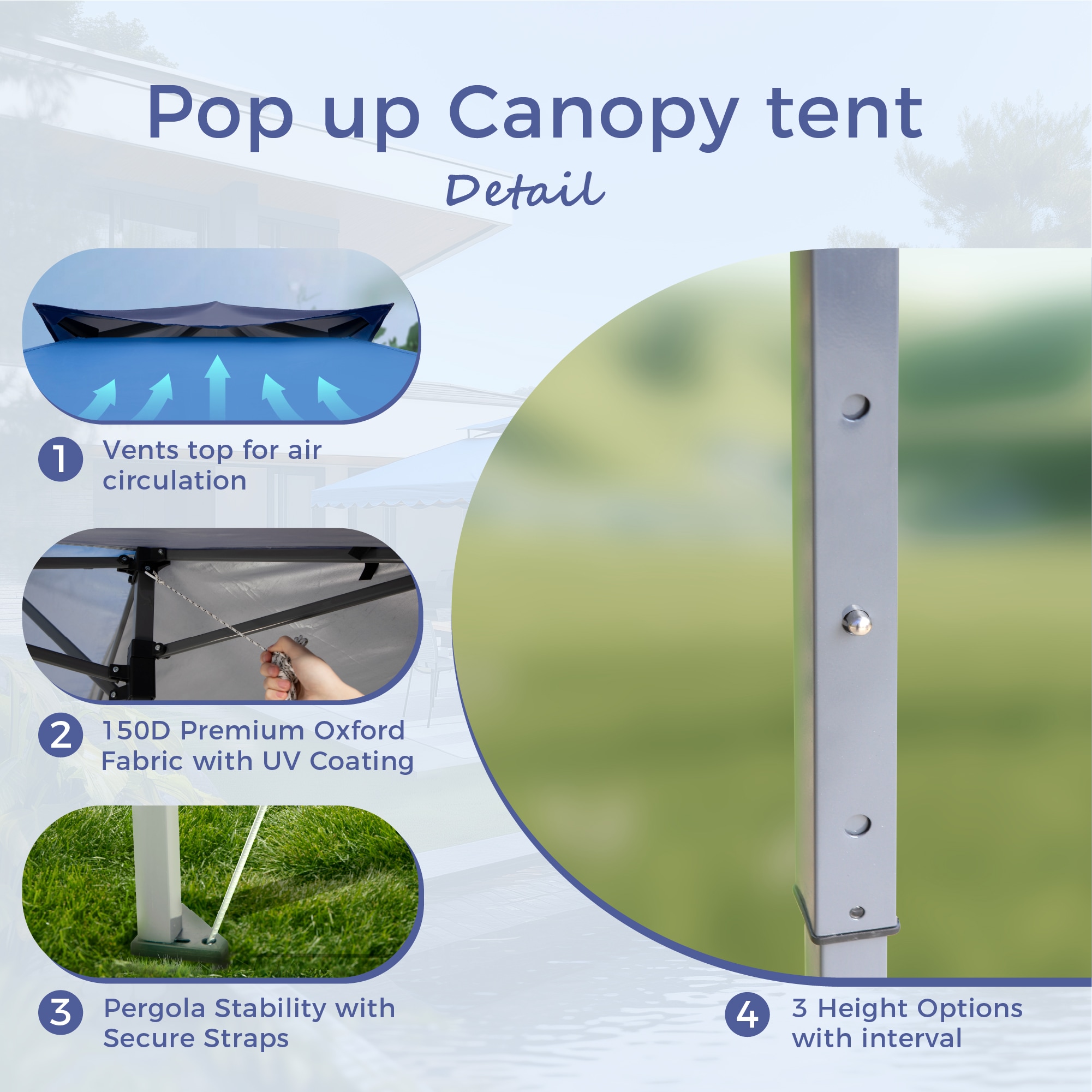 Sunshine Valley 13-ft x 13-ft Square Blue Pop-up canopy