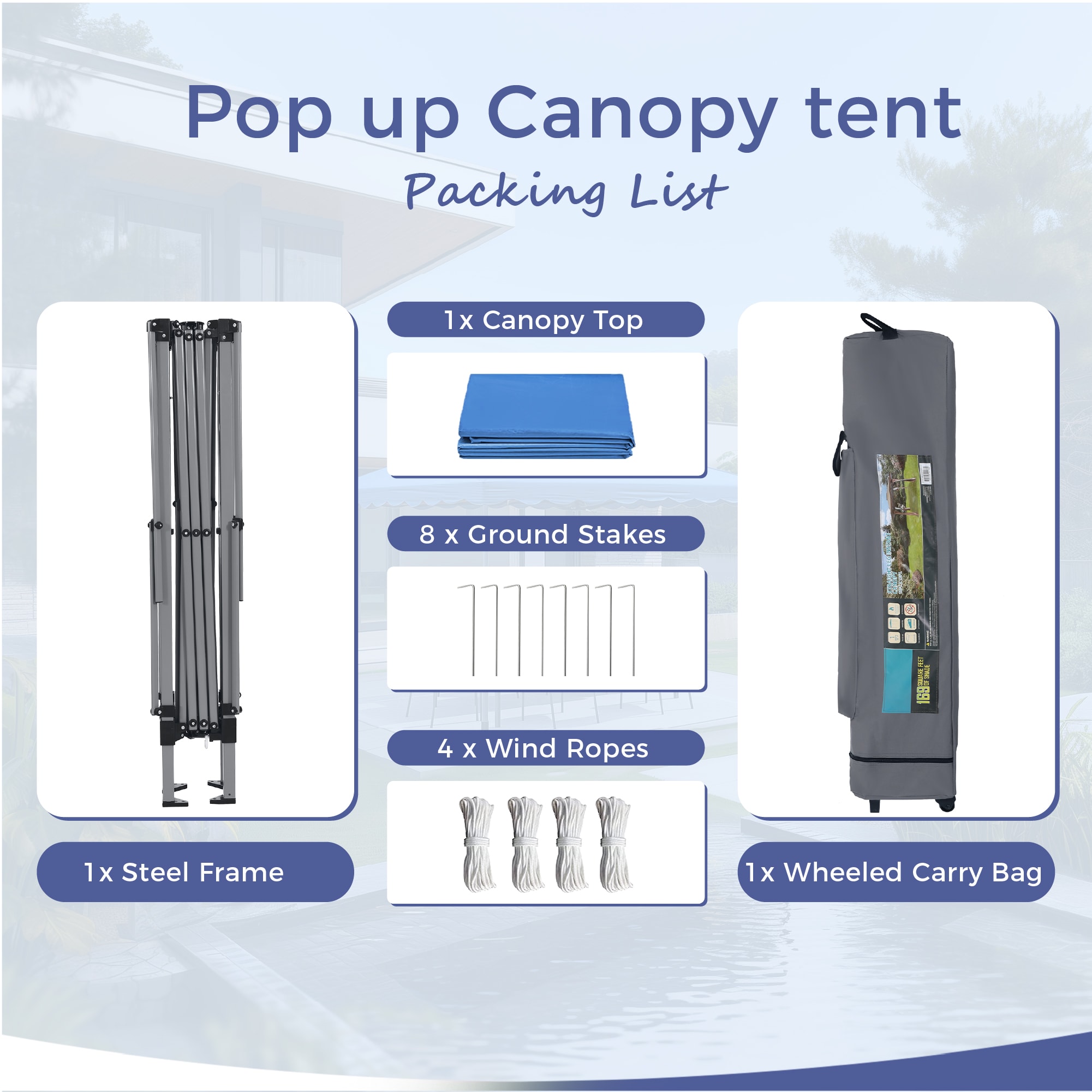 Sunshine Valley 13-ft x 13-ft Square Blue Pop-up canopy