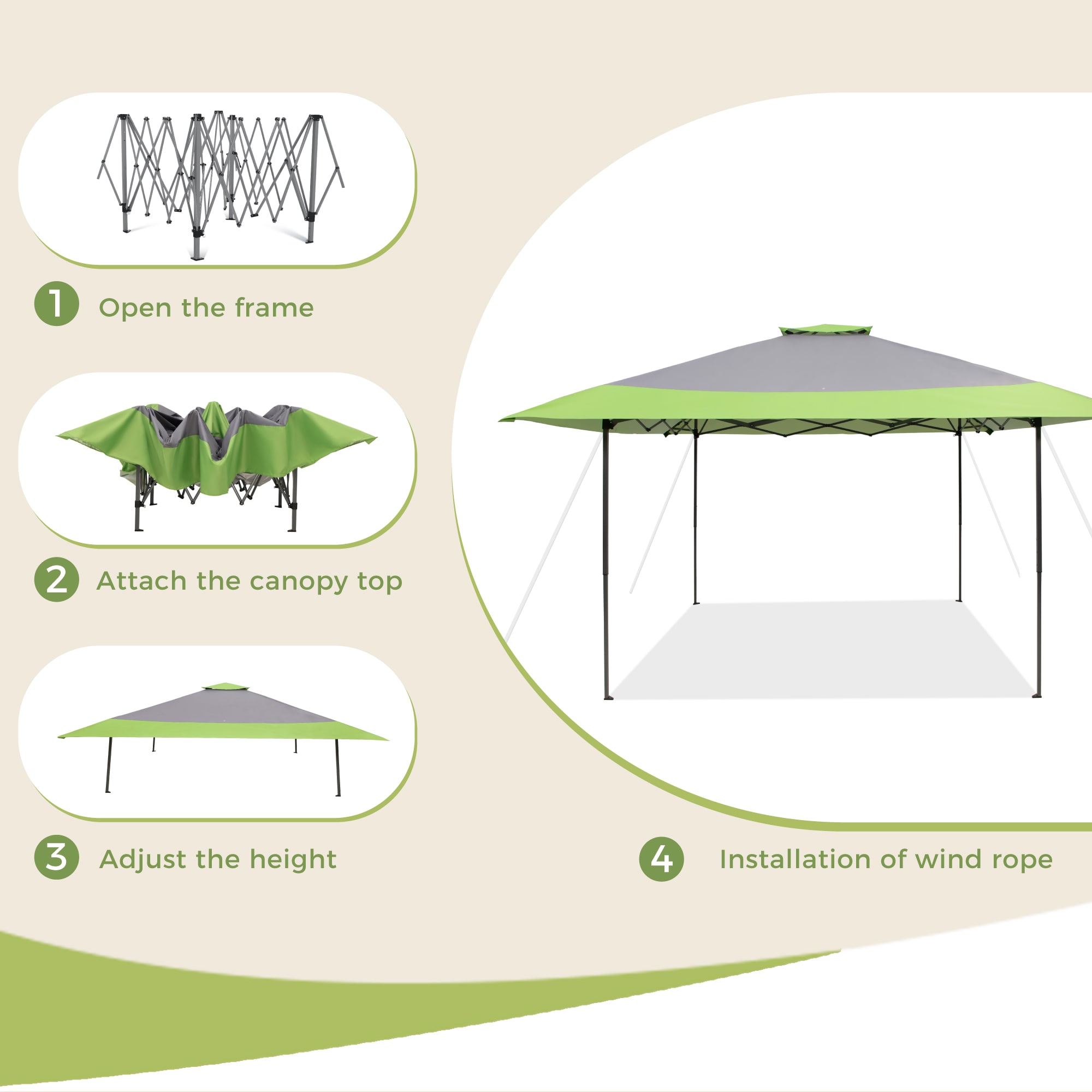 Sunshine Valley 13-ft x 13-ft Square Green Pop-up canopy