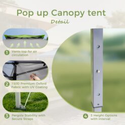 Sunshine Valley 13-ft x 13-ft Square Green Pop-up canopy