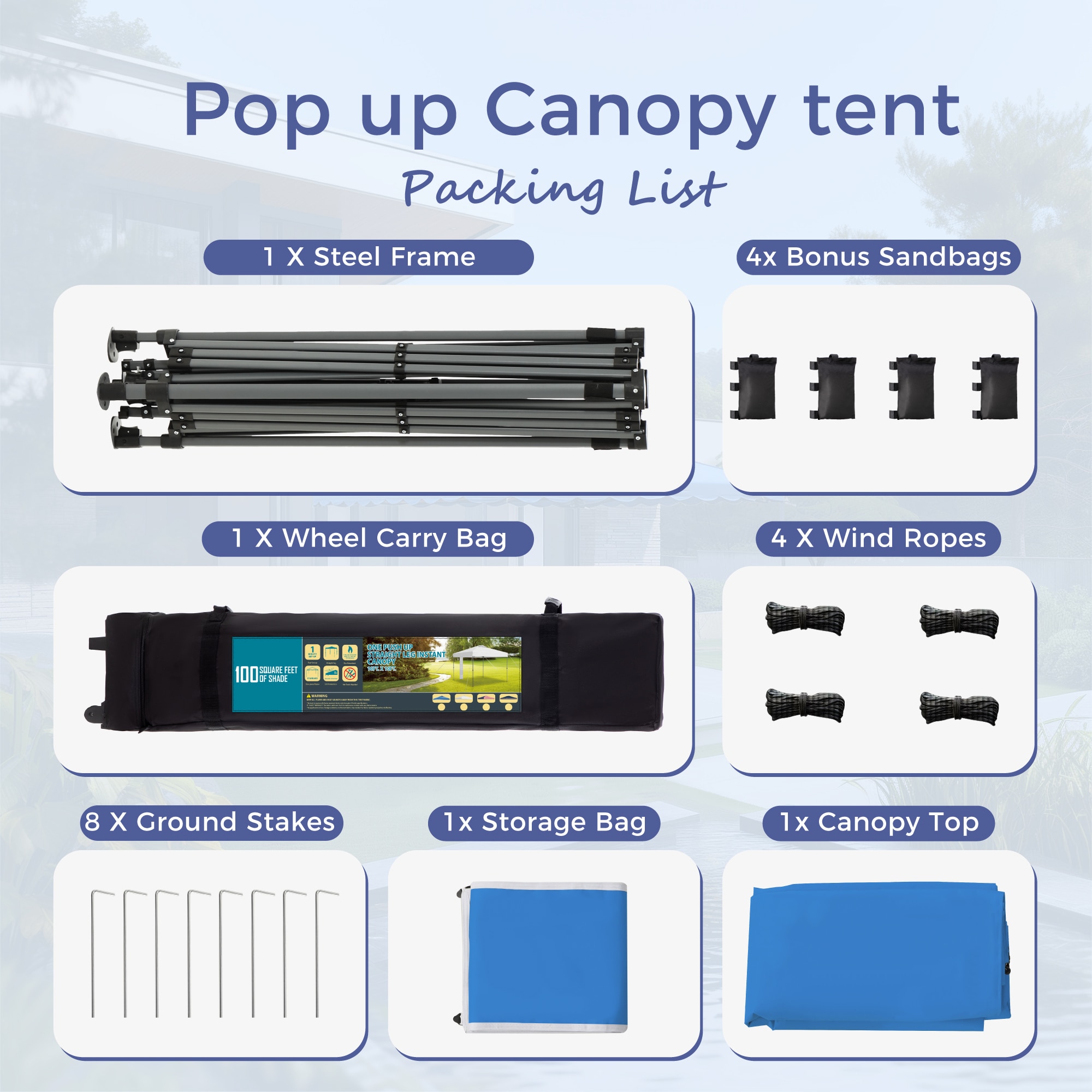 Sunshine Valley 10-ft x 10-ft Square Blue Pop-up canopy