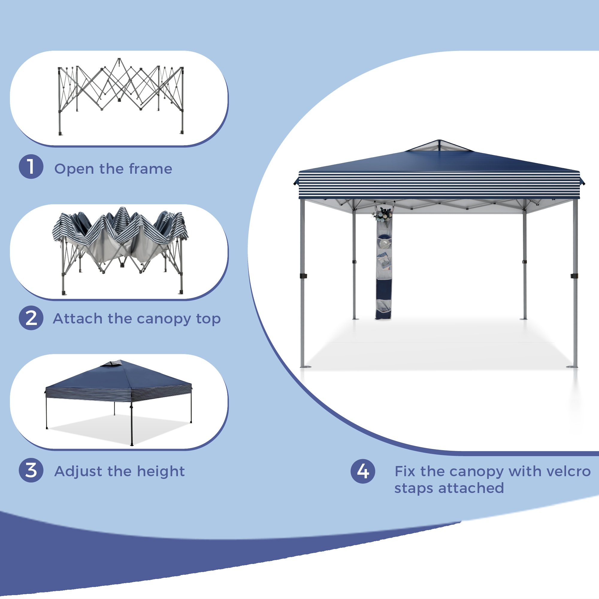 Sunshine Valley 10-ft x 10-ft Square Gray Blue Pop-up canopy