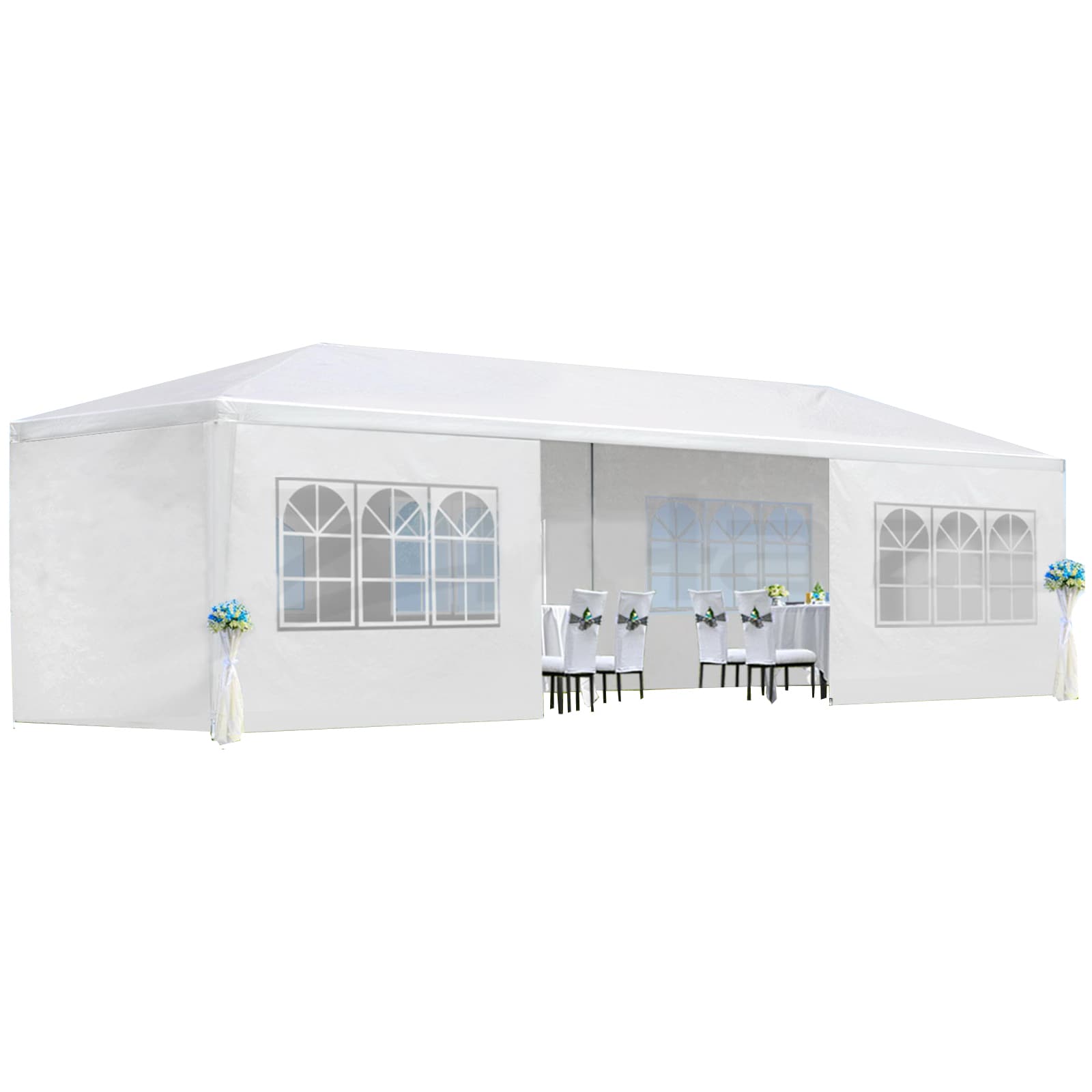 LIVIZA 30-ft x 10-ft Rectangle White Party canopy