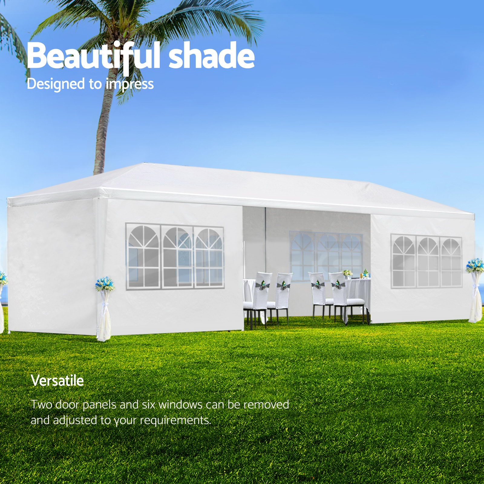LIVIZA 30-ft x 10-ft Rectangle White Party canopy