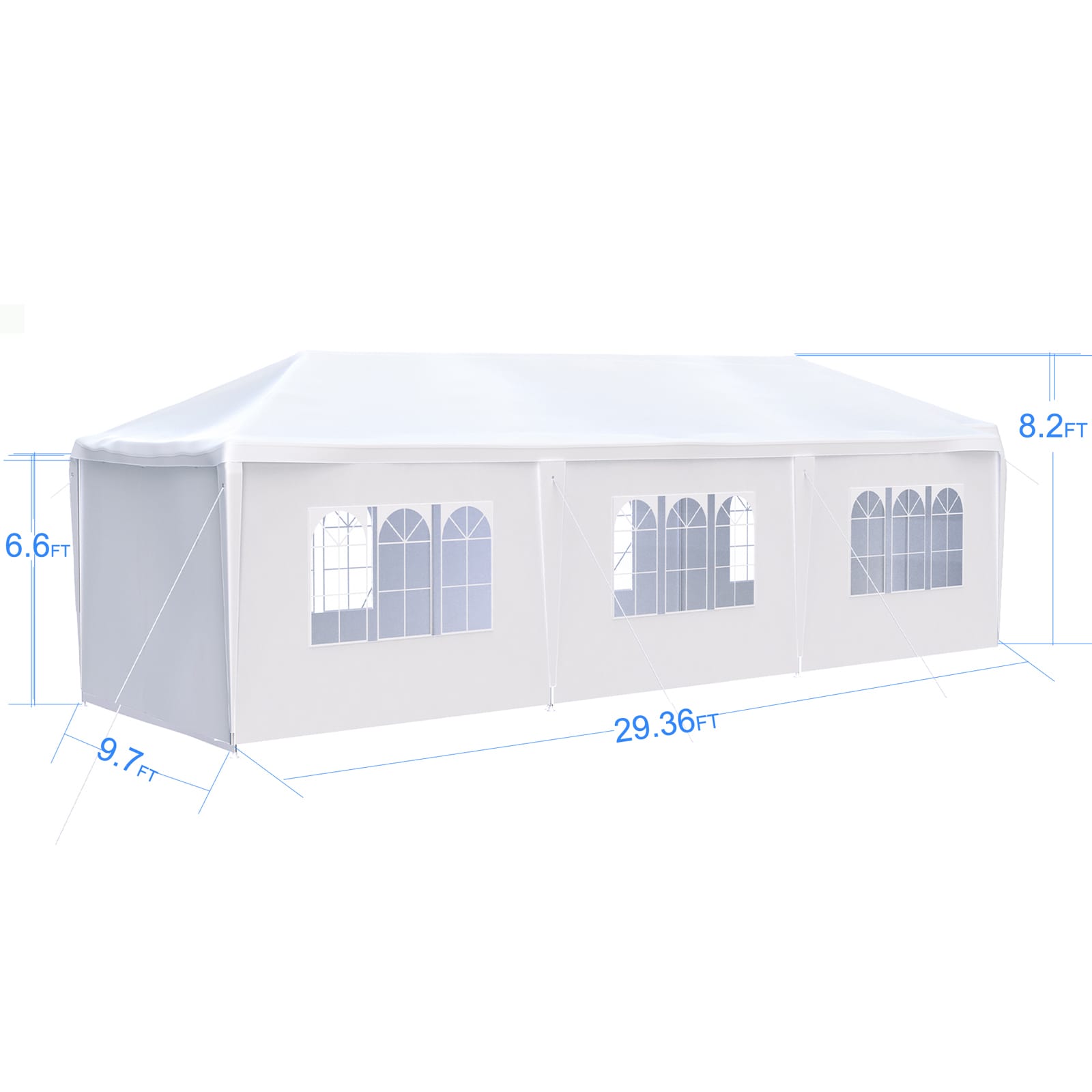LIVIZA 30-ft x 10-ft Rectangle White Party canopy