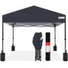 Best Choice Products 10x10ft Easy Setup Pop Up Canopy w/ 1-Button Setup Wheeled Case 4 Weight Bags - Gray