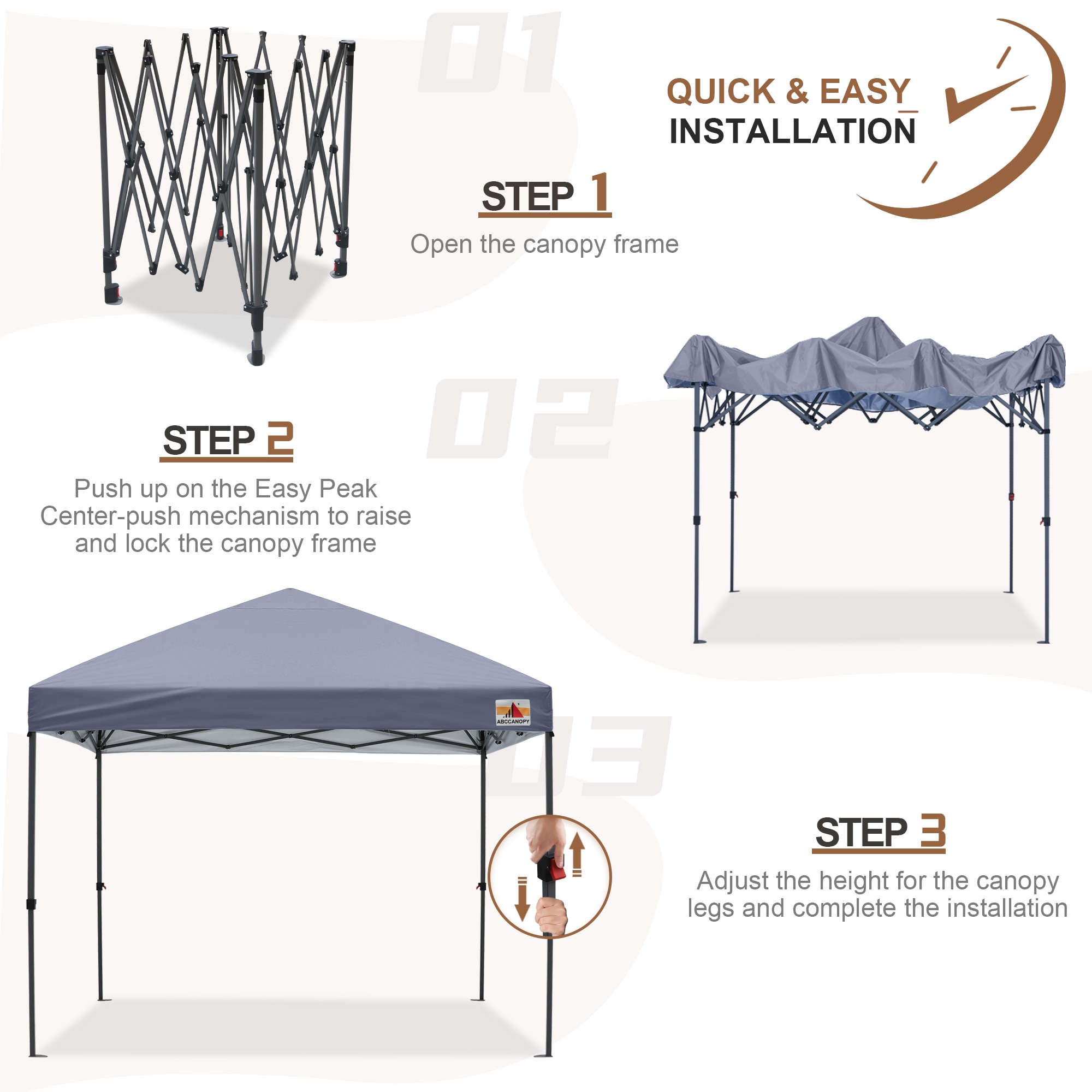 ABCCANOPY 10-ft x 10-ft Square Gray Pop-up canopy