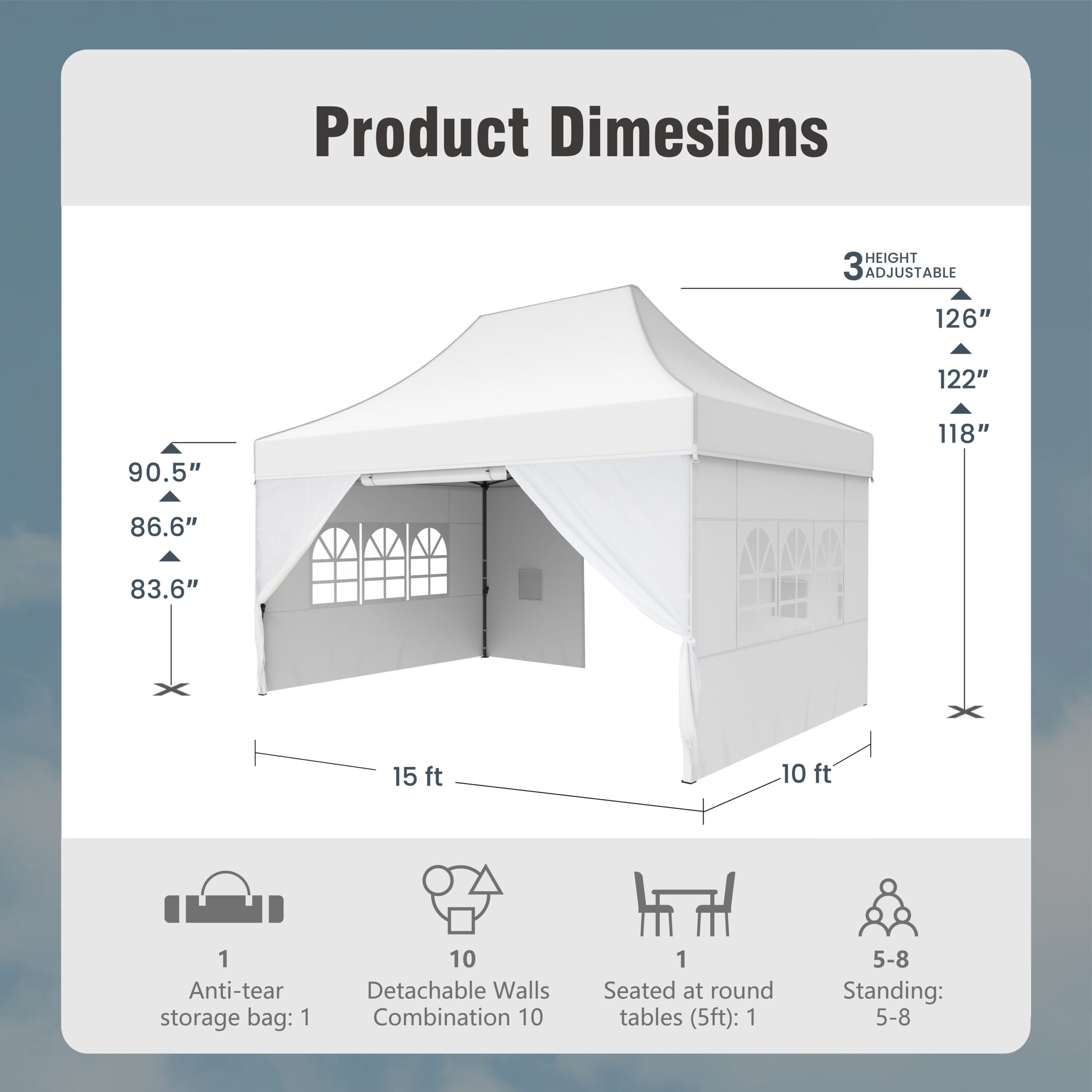 Sunshine Valley 15-ft x 10-ft Rectangle White Pop-up canopy