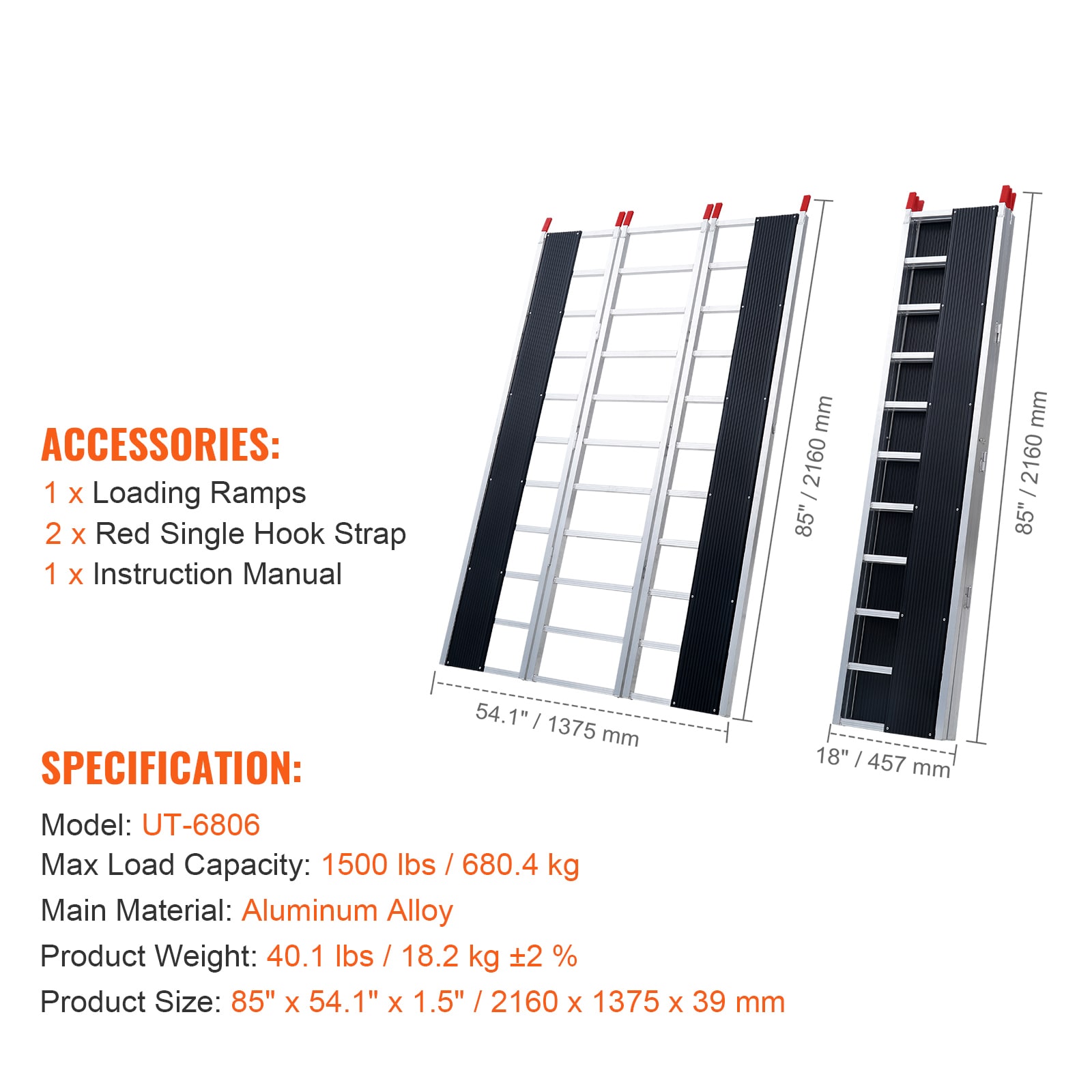 SVOPES 4.51-ft x 7.08-ft 1500-lb Capacity Folding Loading Ramp
