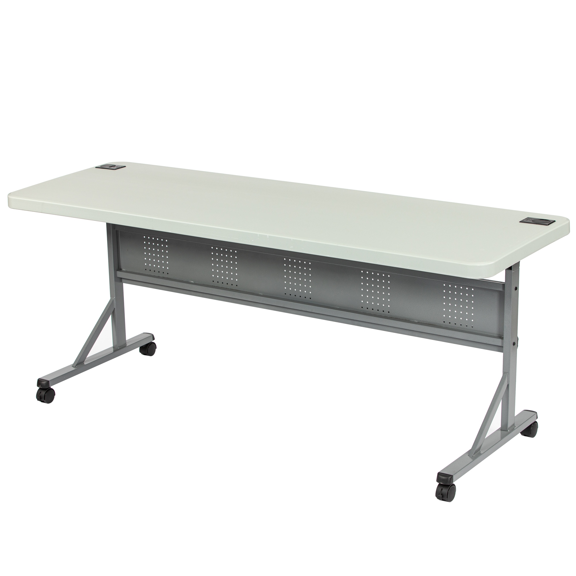 Hampden Furnishings 2-ft x 6-ft Indoor or outdoor Rectangle Polypropylene Gray Folding utility table 4 -Person