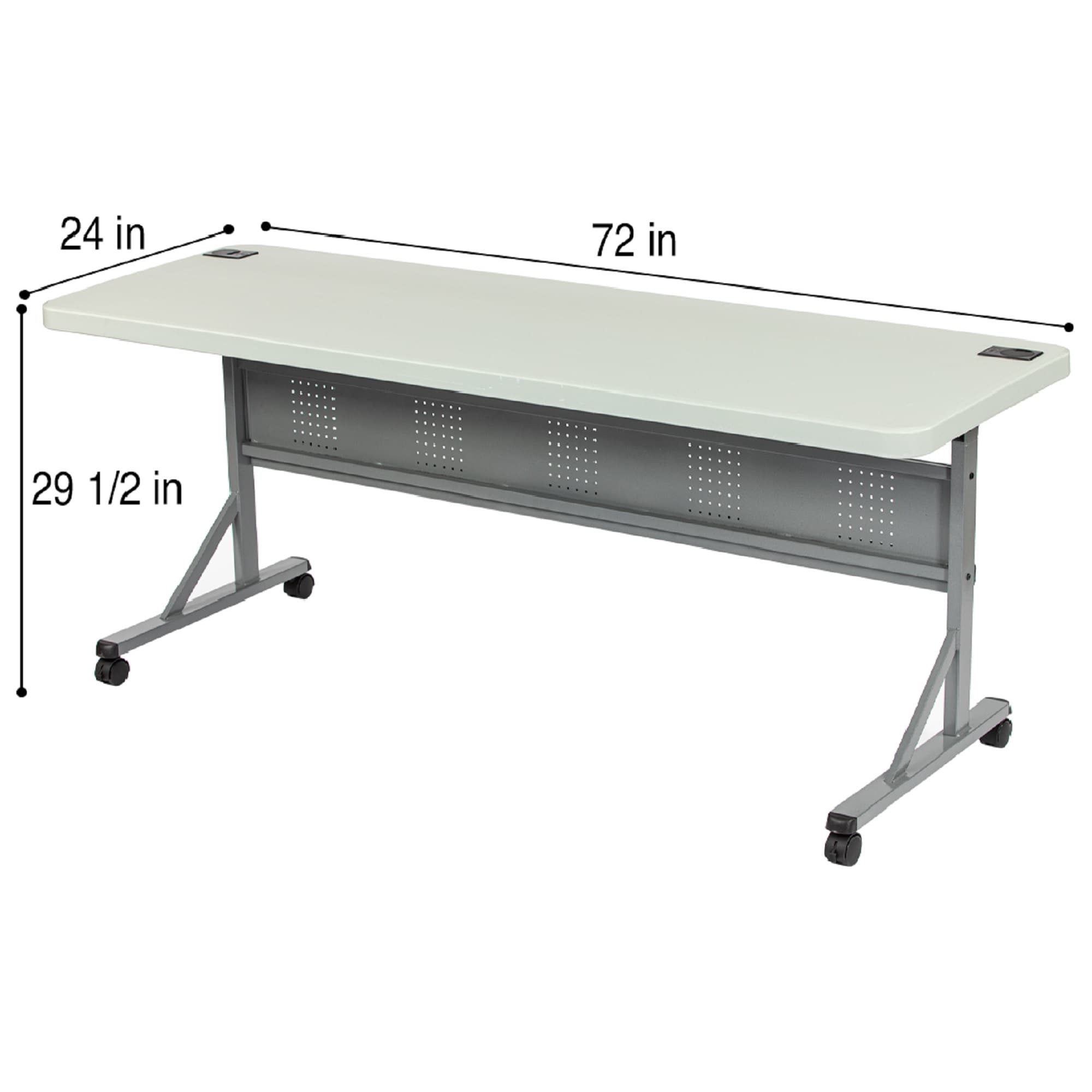Hampden Furnishings 2-ft x 6-ft Indoor or outdoor Rectangle Polypropylene Gray Folding utility table 4 -Person