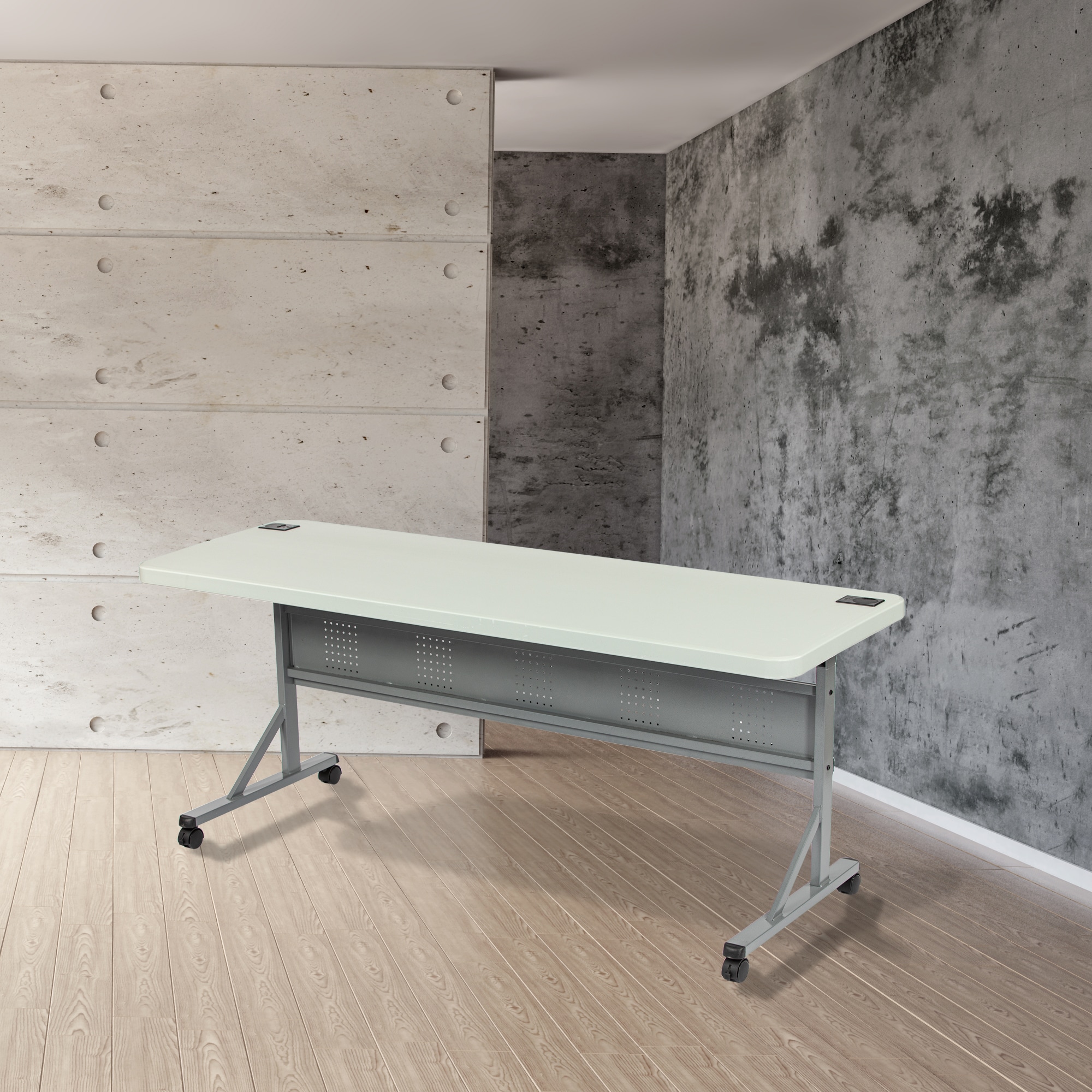 Hampden Furnishings 2-ft x 6-ft Indoor or outdoor Rectangle Polypropylene Gray Folding utility table 4 -Person