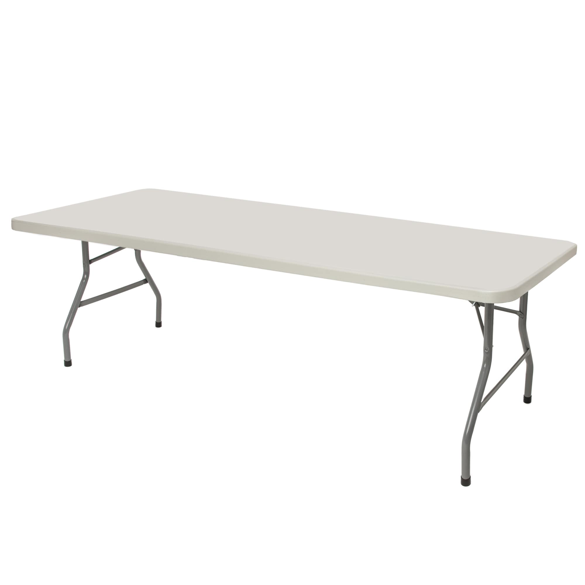 Hampden Furnishings 2.5-ft x 8-ft Indoor or outdoor Rectangle Polypropylene Gray Folding dining table 12 -Person