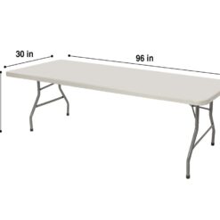 Hampden Furnishings 2.5-ft x 8-ft Indoor or outdoor Rectangle Polypropylene Gray Folding dining table 12 -Person
