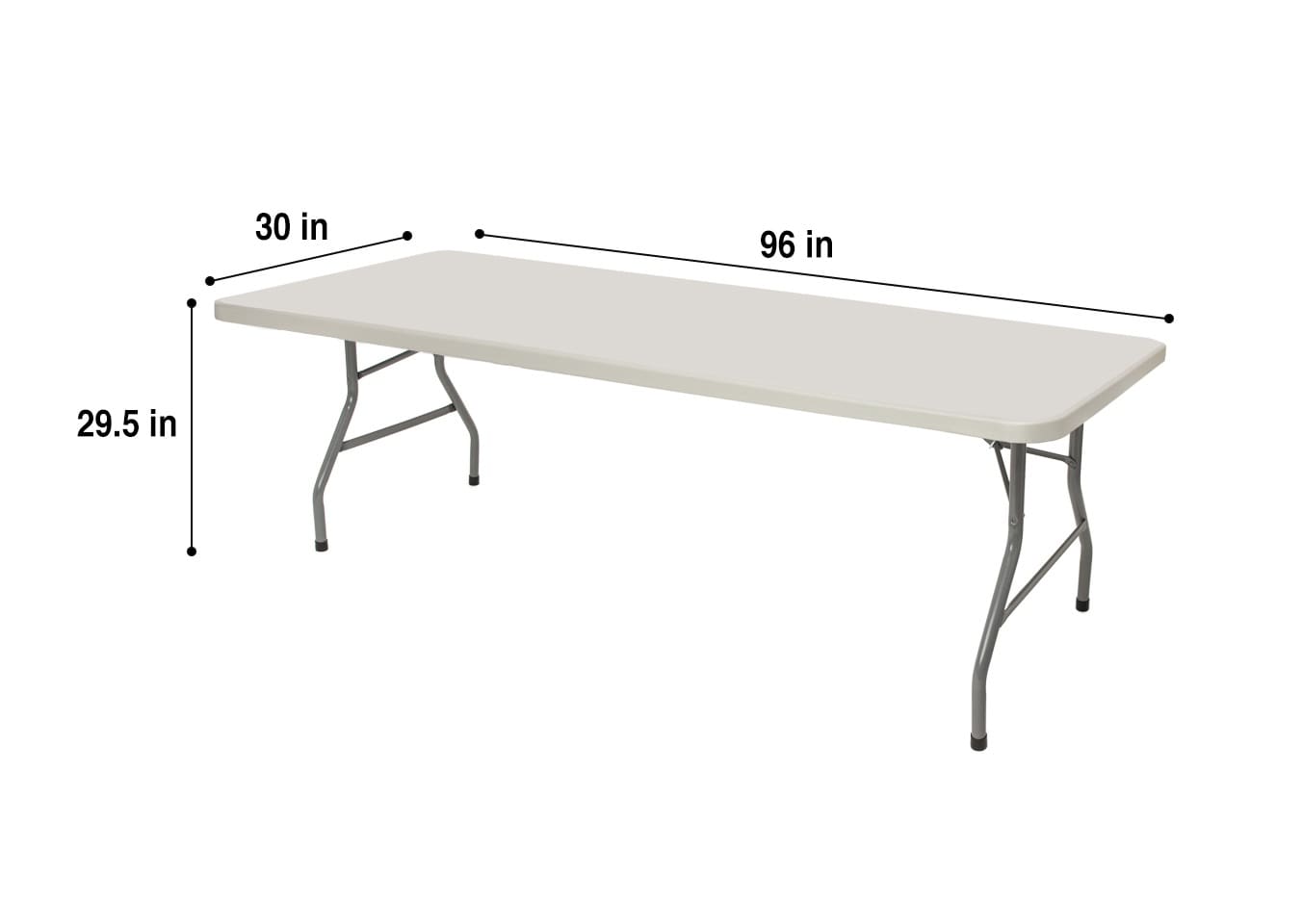 Hampden Furnishings 2.5-ft x 8-ft Indoor or outdoor Rectangle Polypropylene Gray Folding dining table 12 -Person