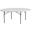 Flash Furniture 6-ft x 6-ft Indoor Round Plastic White Folding banquet table 10 -Person