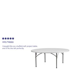 Flash Furniture 6-ft x 6-ft Indoor Round Plastic White Folding banquet table 10 -Person