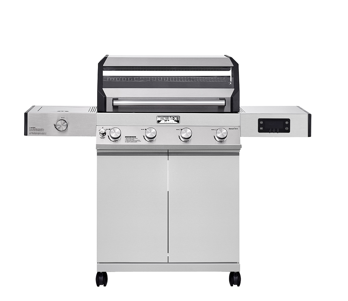 Monument D405 Stainless Steel 4 -Burner Liquid Propane Gas Grill 1 -Side Burner