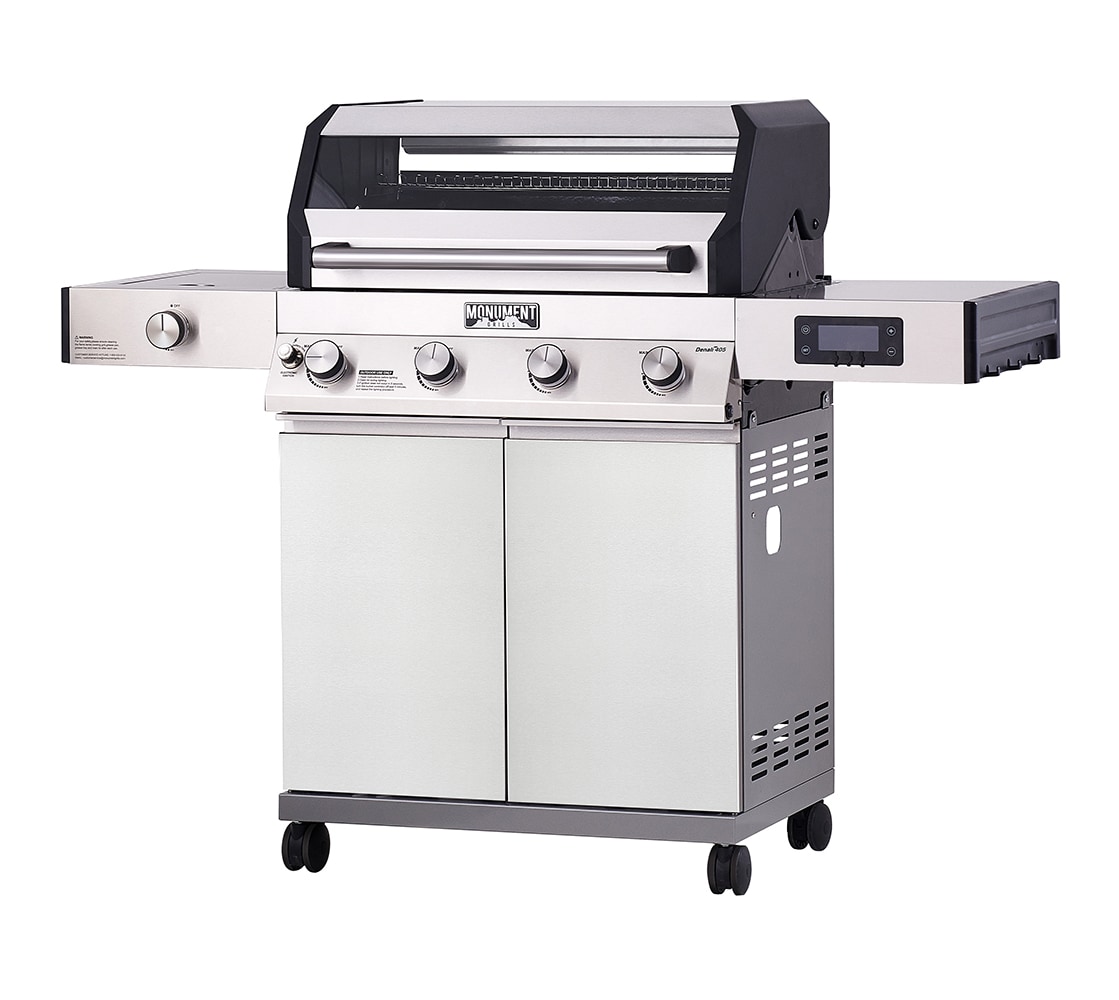 Monument D405 Stainless Steel 4 -Burner Liquid Propane Gas Grill 1 -Side Burner