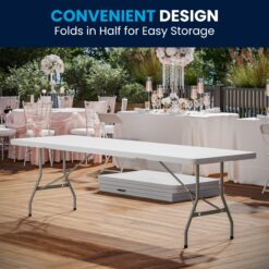 Flash Furniture 2.5-ft x 8-ft Fold-in-Half Indoor Rectangle Plastic White Folding banquet table 10 -Person