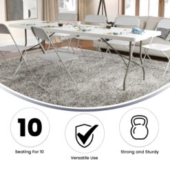 Flash Furniture 2.5-ft x 8-ft Fold-in-Half Indoor Rectangle Plastic White Folding banquet table 10 -Person