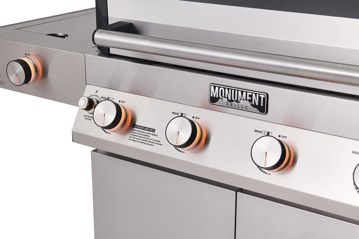 Monument D405 Stainless Steel 4 -Burner Liquid Propane Gas Grill 1 -Side Burner