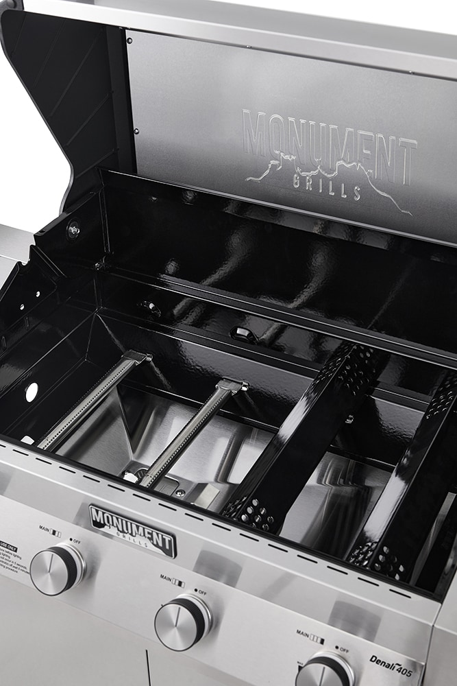 Monument D405 Stainless Steel 4 -Burner Liquid Propane Gas Grill 1 -Side Burner