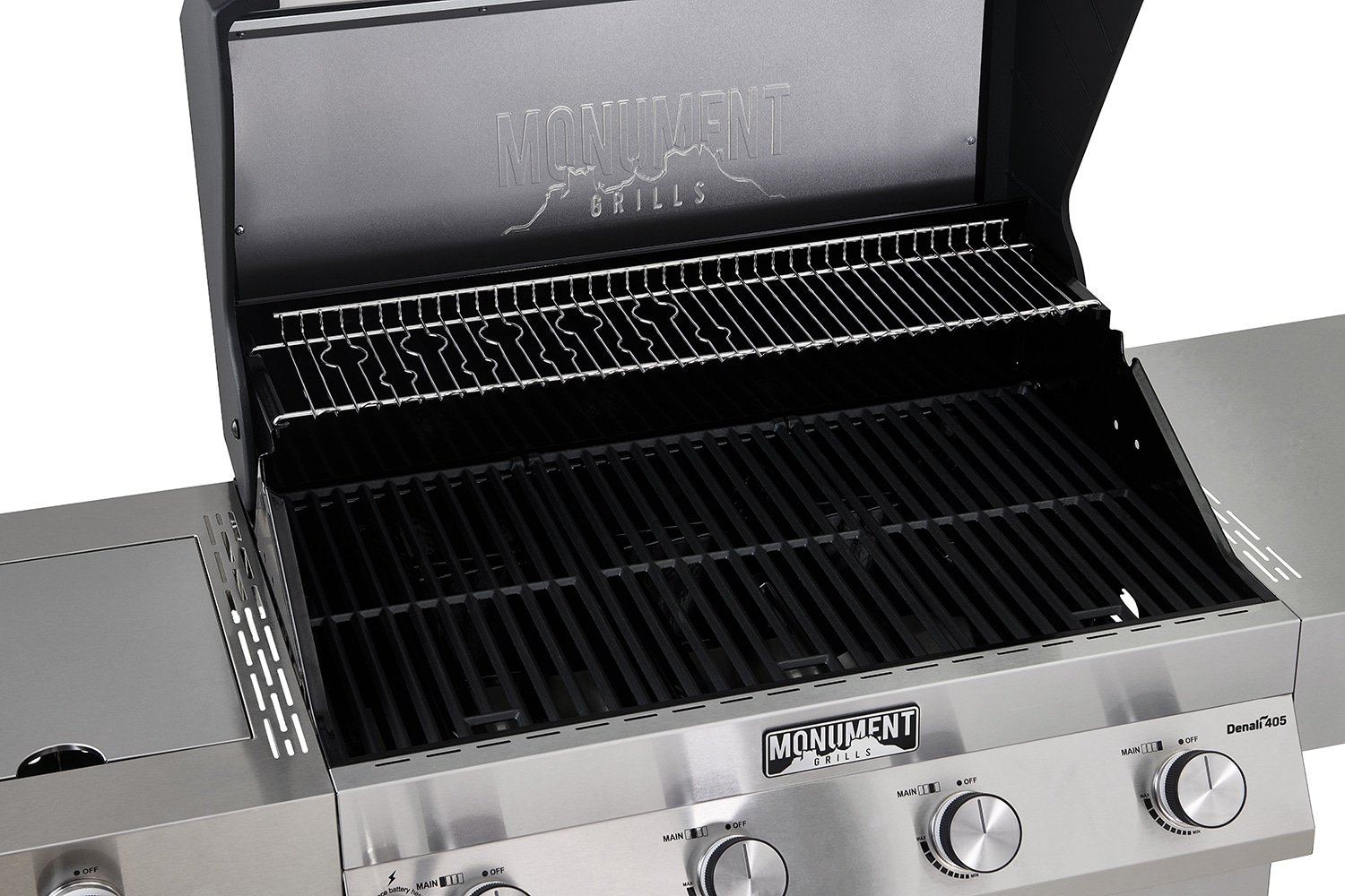 Monument D405 Stainless Steel 4 -Burner Liquid Propane Gas Grill 1 -Side Burner