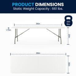 Flash Furniture 2.5-ft x 8-ft Fold-in-Half Indoor Rectangle Plastic White Folding banquet table 10 -Person