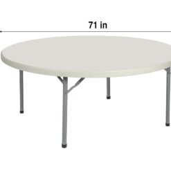Hampden Furnishings 6-ft x 6-ft Indoor or outdoor Round Polypropylene Gray Folding banquet table 12 -Person