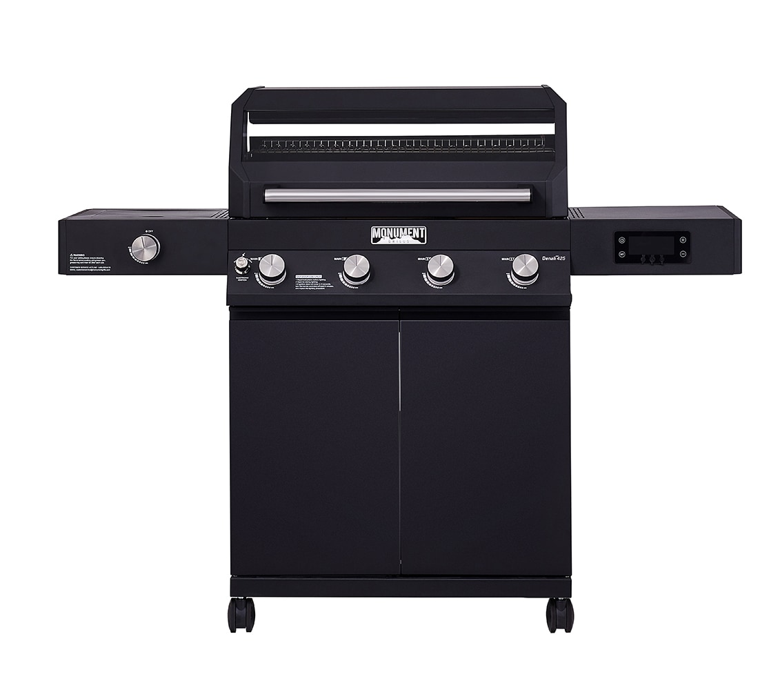 Monument Denali 425 Black 4 -Burner Liquid Propane Gas Grill 1 -Side Burner