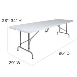 Flash Furniture 2.42-ft x 8-ft Fold-in-Half Indoor Rectangle Plastic White Adjustable Height Folding banquet table 10 -Person