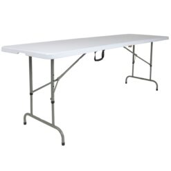 Flash Furniture 2.42-ft x 8-ft Fold-in-Half Indoor Rectangle Plastic White Adjustable Height Folding banquet table 10 -Person