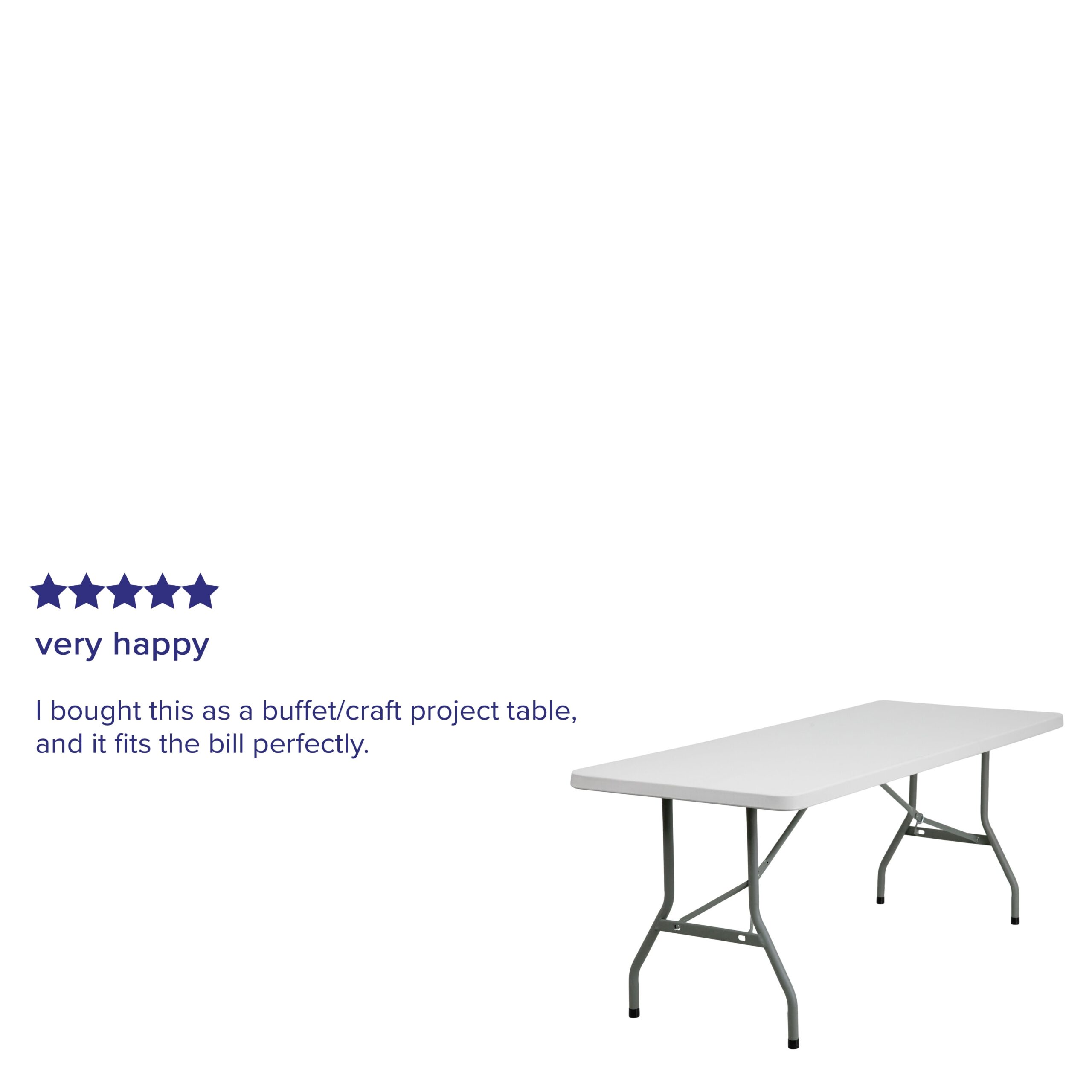 Flash Furniture 2.5-ft x 6-ft Indoor Rectangle Plastic White Folding banquet table 8 -Person