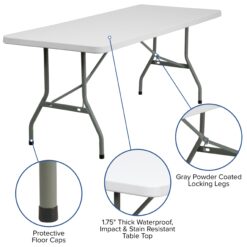 Flash Furniture 2.5-ft x 6-ft Indoor Rectangle Plastic White Folding banquet table 8 -Person