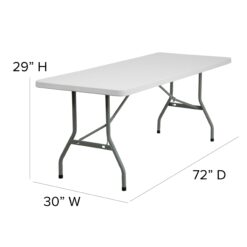 Flash Furniture 2.5-ft x 6-ft Indoor Rectangle Plastic White Folding banquet table 8 -Person
