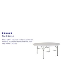 Flash Furniture 5.92-ft x 5.92-ft Fold-in-Half Indoor Round Plastic White Folding banquet table 8 -Person