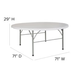 Flash Furniture 5.92-ft x 5.92-ft Fold-in-Half Indoor Round Plastic White Folding banquet table 8 -Person
