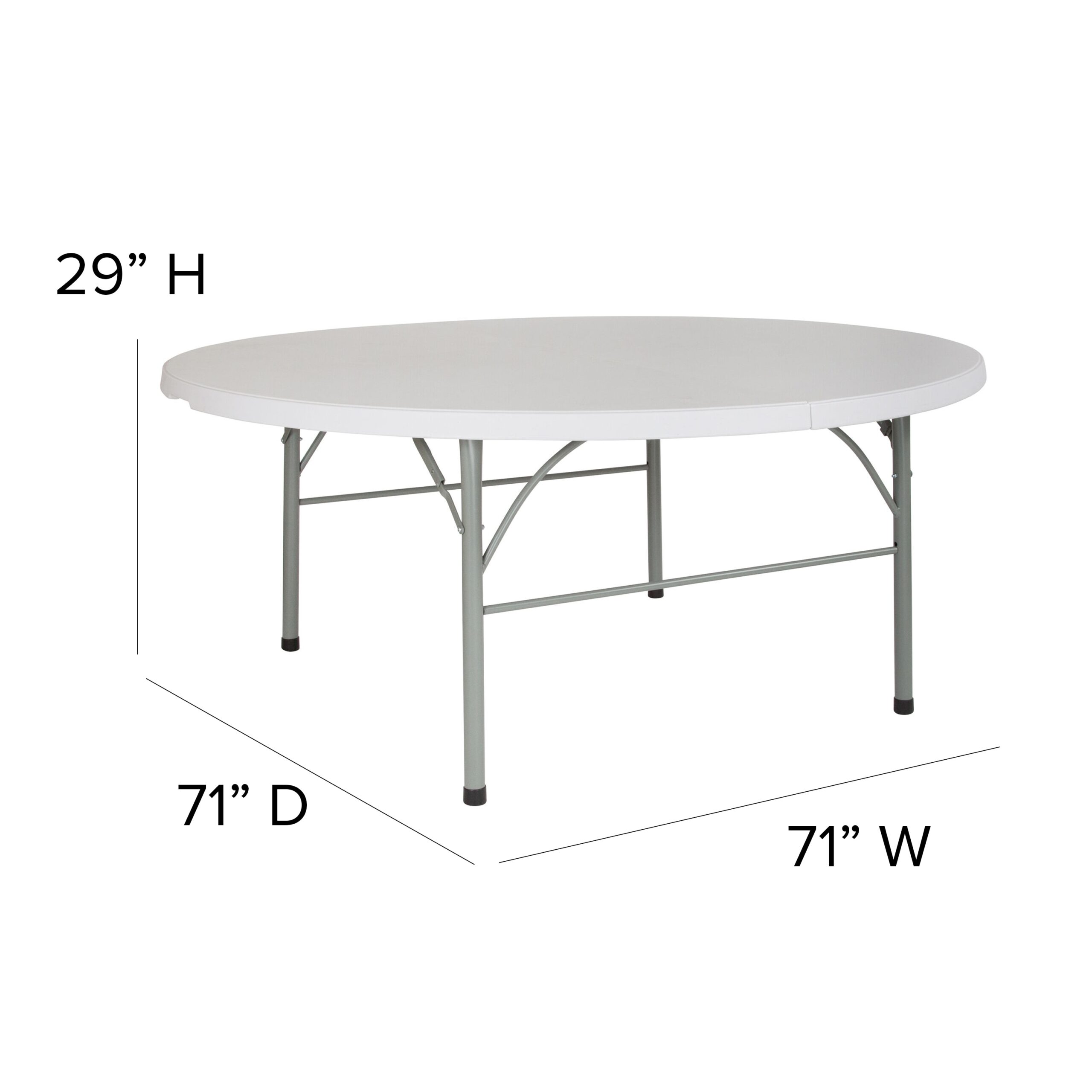 Flash Furniture 5.92-ft x 5.92-ft Fold-in-Half Indoor Round Plastic White Folding banquet table 8 -Person